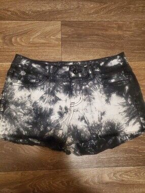 Hot Topic Black & White Tie-Dye Low Rise Jean Shorts